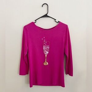 Sweaterworks Y2k Pink Sequins top stretch comfort Barbiecore girly bride